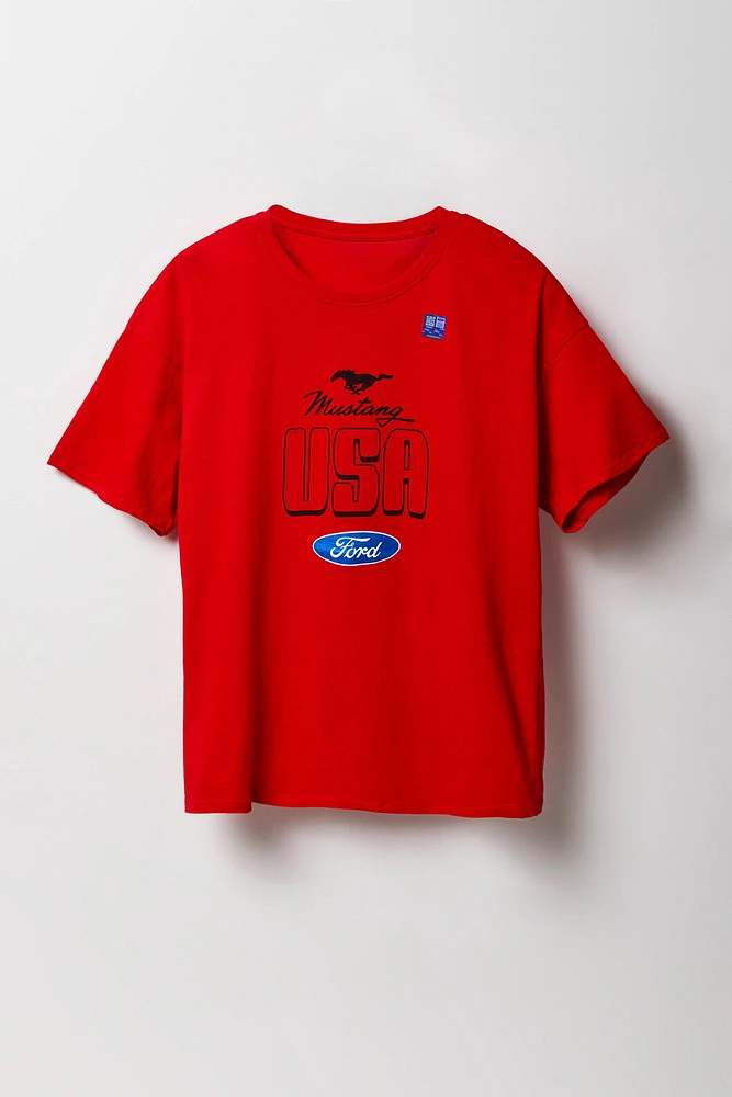 T-shirt de coupe garÃ§onne Ã  imprimÃ© Ford Mustang