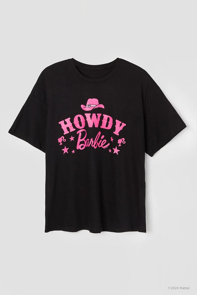 T-shirt de coupe garçonne à imprimé Barbie Howdy