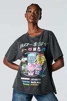 T-shirt de coupe garçonne délavé à imprimé Hello Kitty Racers