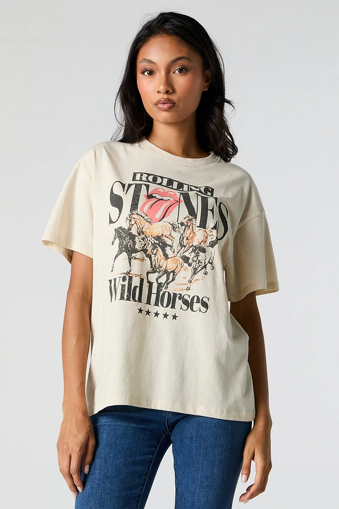 T-shirt de coupe garçonne à imprimé Rolling Stones Wild Horses