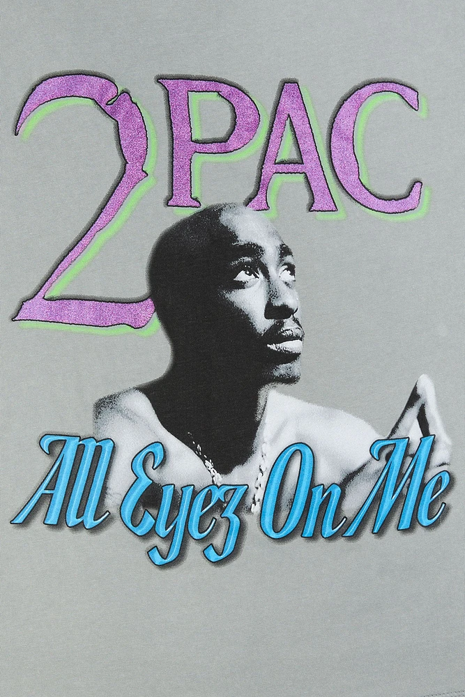 T-shirt de coupe garçonne à imprimé 2Pac All Eyez On Me