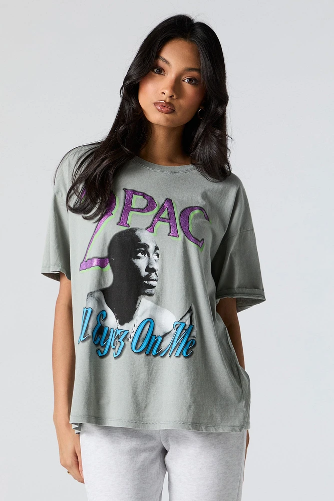 T-shirt de coupe garçonne à imprimé 2Pac All Eyez On Me