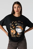 T-shirt de coupe garçonne à imprimé Hello Kitty Halloween