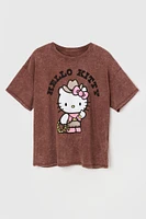 T-shirt de coupe garçonne délavé à imprimé Hello Kitty Cowgirl