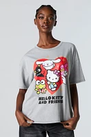 T-shirt de coupe garçonne délavé à imprimé Hello Kitty and Friends