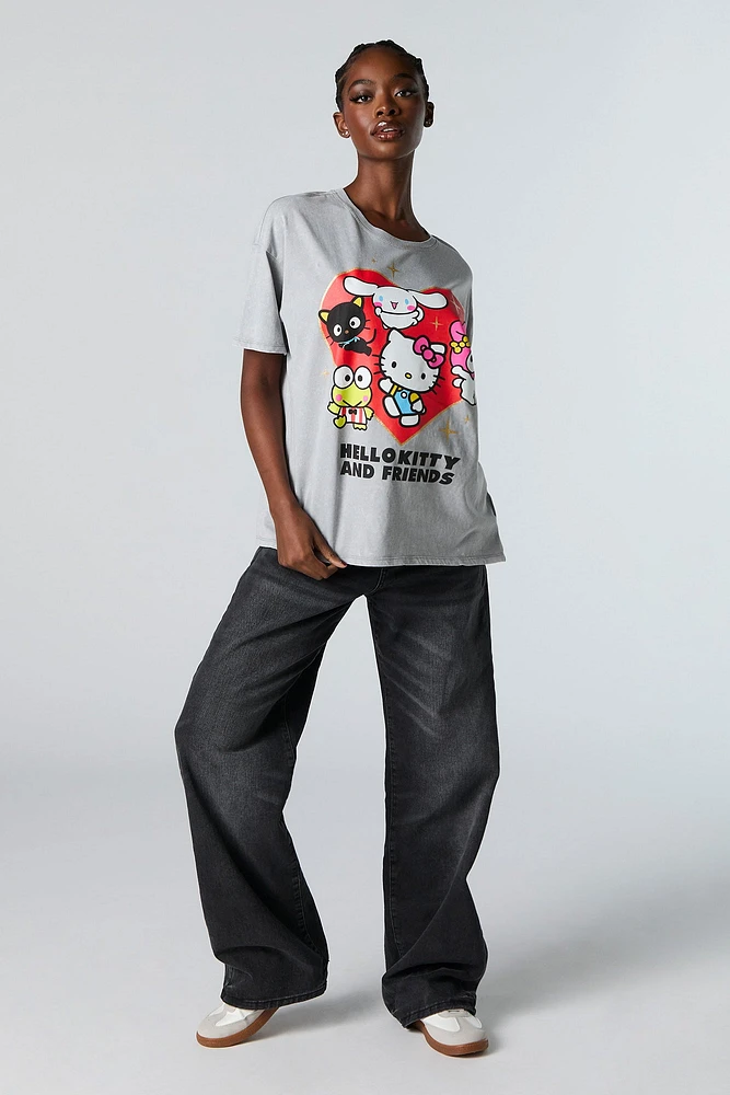 Hello Kitty and Friends Graphic Washed Boyfriend T-Shirt