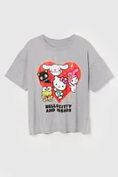 T-shirt de coupe garçonne délavé à imprimé Hello Kitty and Friends