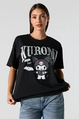 T-shirt de coupe garçonne à imprimé Kuromi Halloween