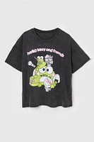 Hello Kitty n Friends Graphic Washed Boyfriend T-Shirt