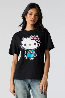 T-shirt de coupe garçonne noir à imprimé Hello Kitty