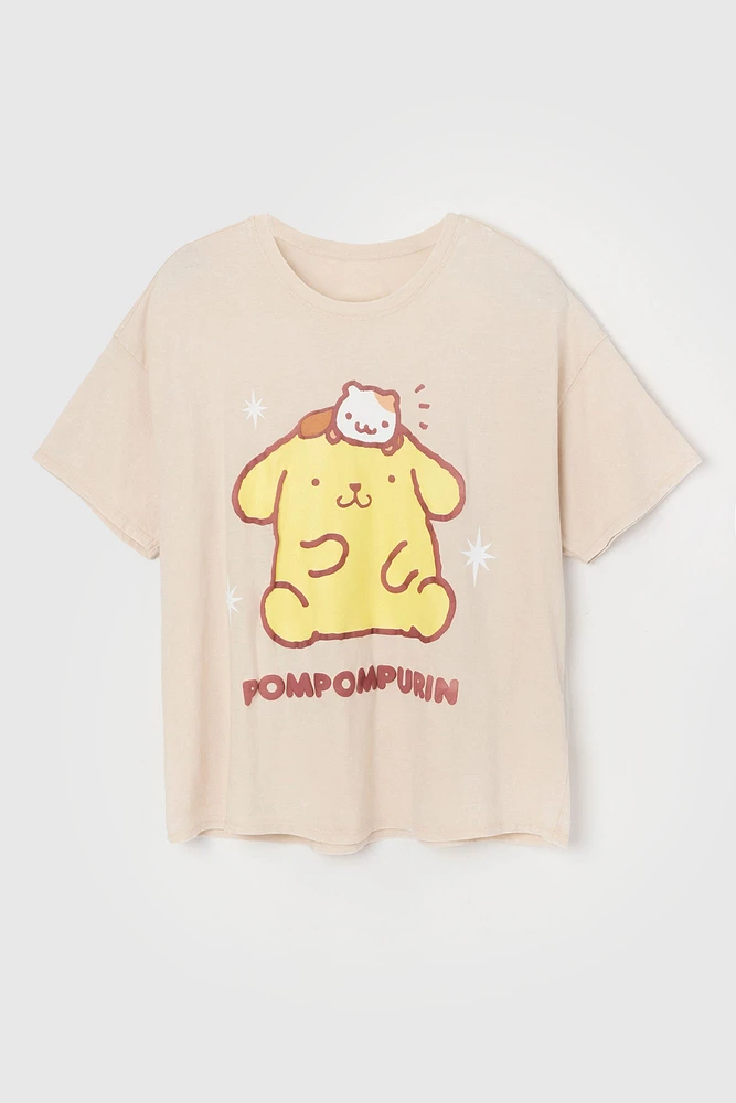 T-shirt de coupe garçonne à imprimé Pompompurin