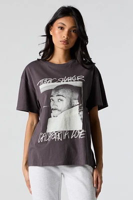 T-shirt de coupe garçonne à imprimé Tupac Shakur