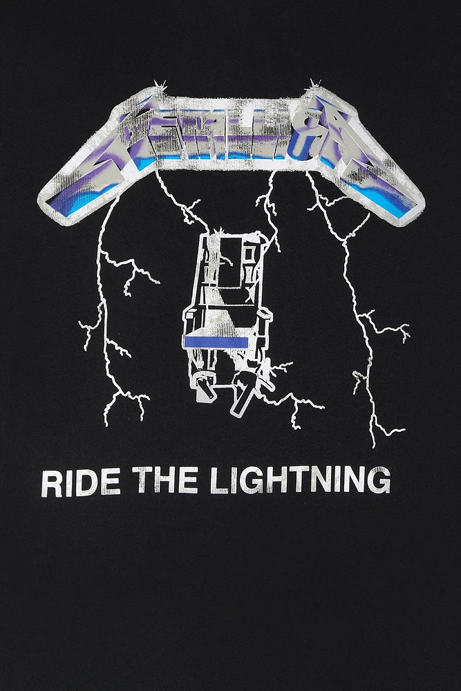 T-shirt de coupe garçonne à imprimé Metallica Ride the Lightning