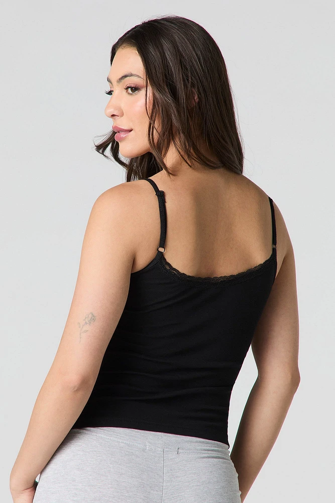 Classic Ribbed Lace Trim Cami