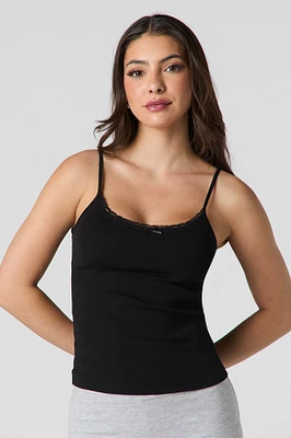 Classic Ribbed Lace Trim Cami