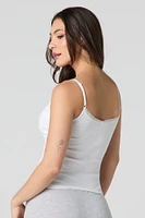Camisole côtelée classique avec liséré de dentelle