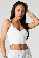 Camisole côtelée sans couture à encolure en V avec bonnets intégrés