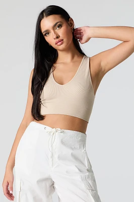 Seamless Ribbed V-Neck Cropped Tank