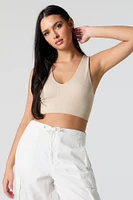 Seamless Ribbed V-Neck Cropped Tank