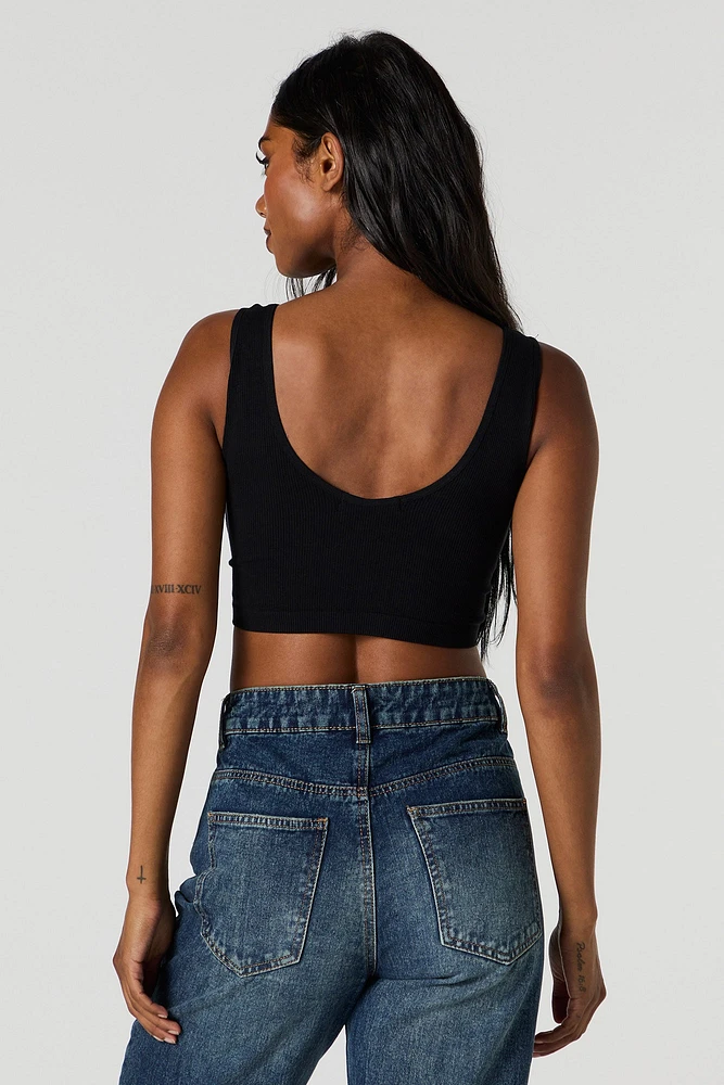 Seamless Scoop Neck Notch Cropped Tank