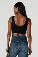 Seamless Scoop Neck Notch Cropped Tank