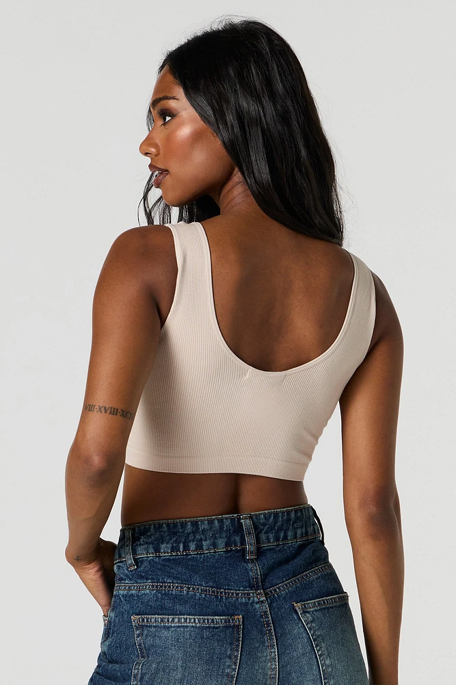 Seamless Scoop Neck Notch Cropped Tank