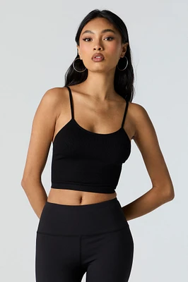 Seamless Ribbed Scoop Neck Cropped Cami