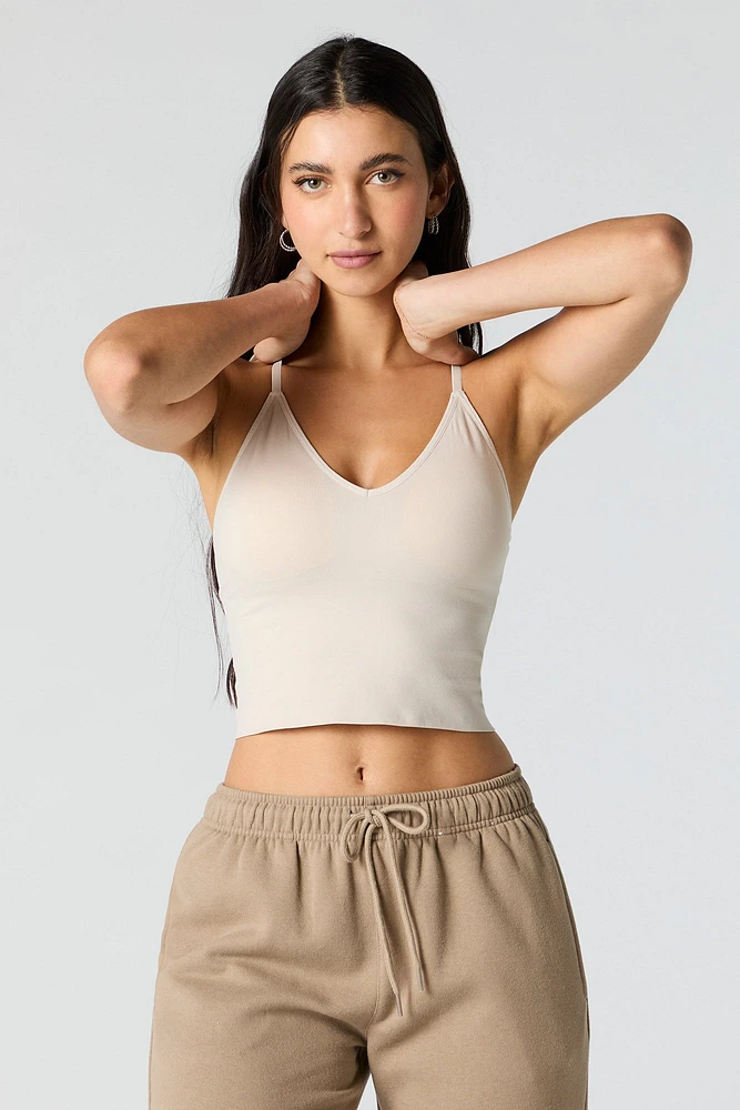 Seamless V-Neck Cami with Built-In Bra Cups