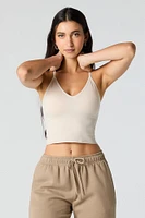 Seamless V-Neck Cami with Built-In Bra Cups