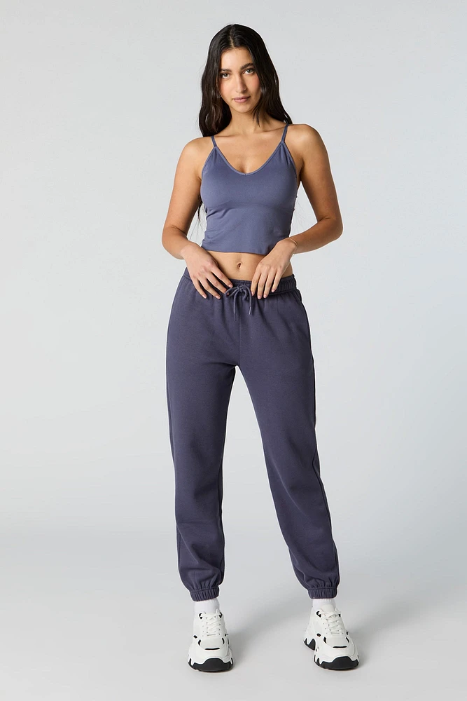 Seamless V-Neck Cami with Built-In Bra Cups