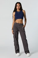 Seamless Ribbed High Neck Cropped Tank