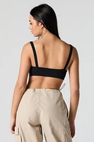 Seamless Ribbed Cropped Tank with Built-In Bra Cups