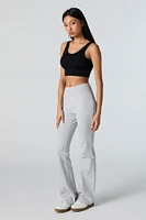 Seamless Ribbed Scoop Neck Cropped Tank with Built-in Cups
