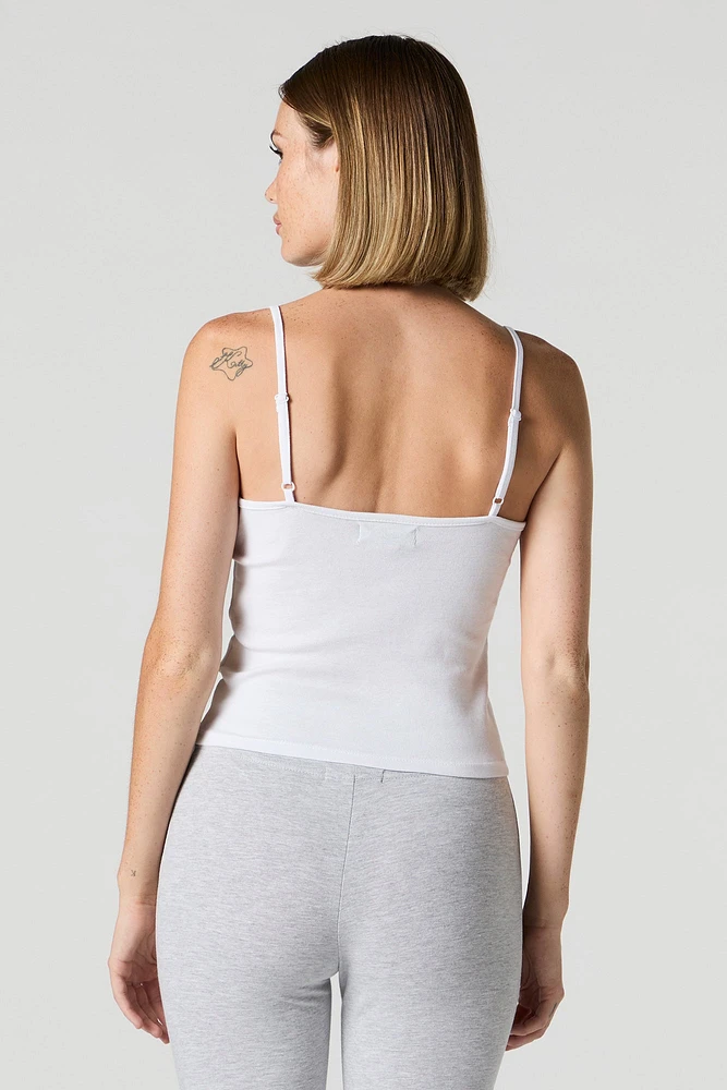 Camisole cÃ´telÃ©e cintrÃ©e avec lisÃ©rÃ© de dentelle