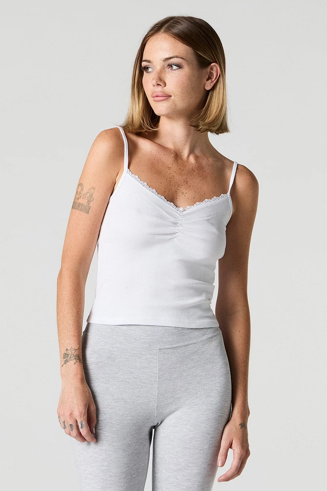 Camisole cÃ´telÃ©e cintrÃ©e avec lisÃ©rÃ© de dentelle