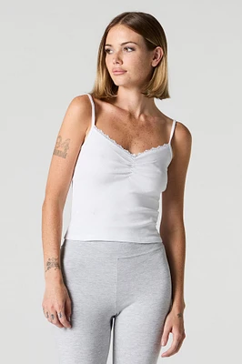 Camisole cÃ´telÃ©e cintrÃ©e avec lisÃ©rÃ© de dentelle