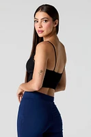 Seamless Ribbed Lace Trim Cropped Cami