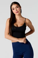 Seamless Ribbed Lace Trim Cropped Cami