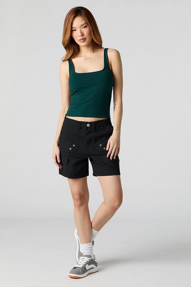 Square Neck Tank with Built-In Bra Cups