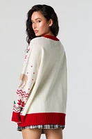 Cardigan de Noël en tricot jacquard à imprimé Renne