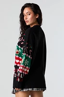 Cardigan de Noël en tricot jacquard avec imprimé Holly Jolly