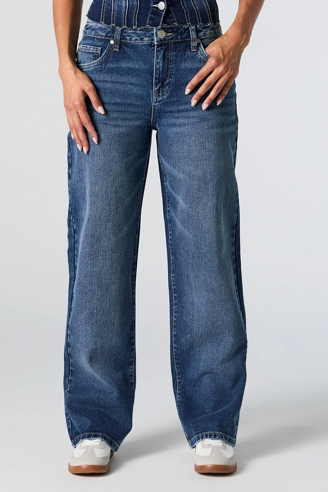 Dark Wash Slouchy Straight Leg Jean