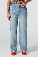 Medium Wash Slouchy Straight Leg Jean