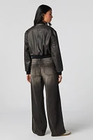 Black Latte Wash Low Rise Wide Leg Jean