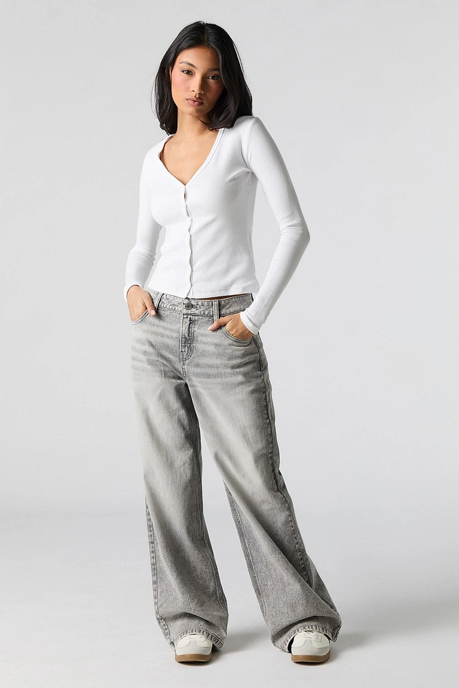 Wash Low Rise Wide Leg Jean