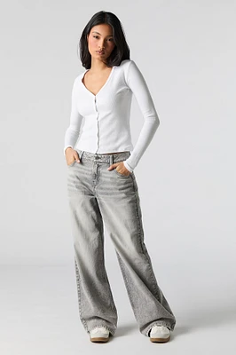 Wash Low Rise Wide Leg Jean