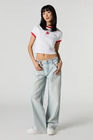 Light Wash Low Rise Wide Leg Jean