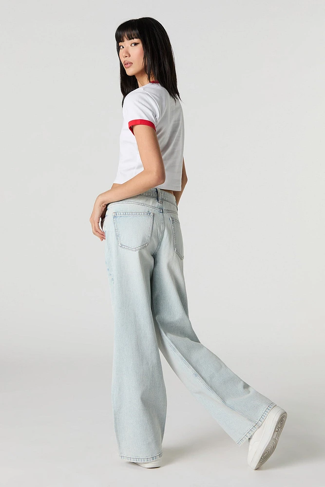 Light Wash Low Rise Wide Leg Jean
