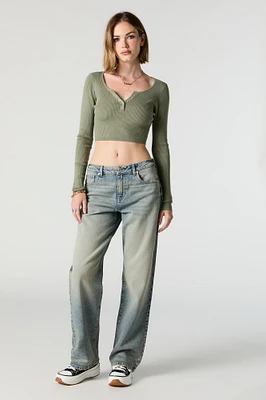 Dyed Washed Slouchy Straight Jean