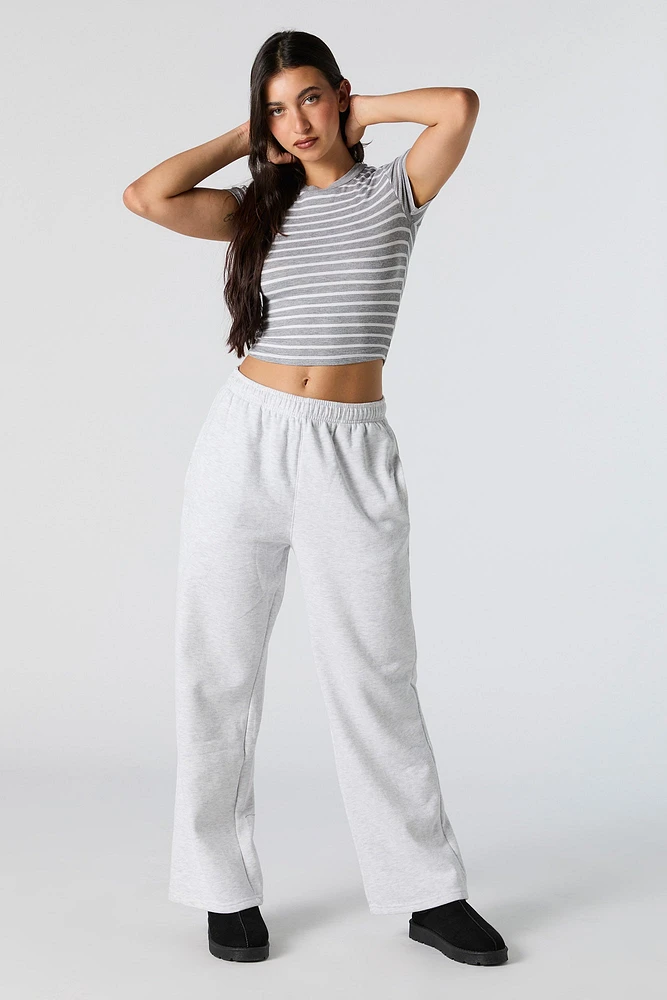 Ribbed Crew Neck Cropped Baby T-Shirt